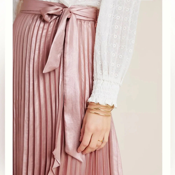 MAEVE ANTHROPOLOGIE Paulina Pleated Midi Skirt Bow Tie at Waist SOLD OUT - Picture 3 of 12